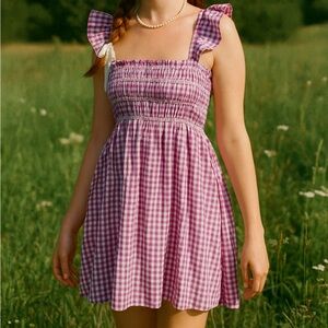 French Connection Purple and White Checkered Blouse